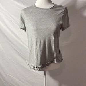 Banana Republic Gray Asymmetrical Ruffle Tee